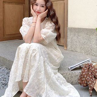Váy thêu dáng ôm kiểu Pháp màu be lưng cao, phong cách mới cho mùa hè - Giảm giá 50%