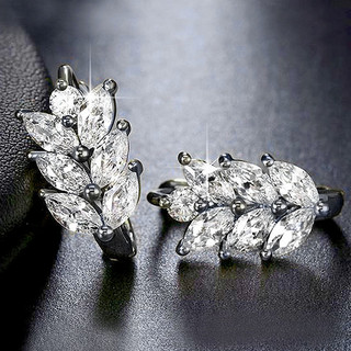 Bông tai lá zircon bạc S925, thiết kế thời trang đơn giản, quà tặng hoàn hảo cho nàng