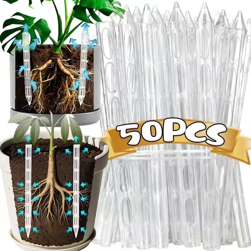 10-50 chiếc Ống sục khí thực vật để oxy hóa rễ, Thoát nước đất trong suốt có thể tái sử dụng cho cây trồng trong nhà, Ống thông gió quay chống bụi, Chậu 6-30cm
