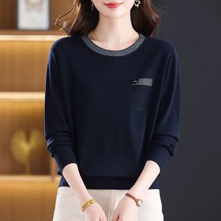 Dệt Kim Áo Len Rời Tay Dài Cổ Tròn Phong Cách Mới Cho Thu Đông