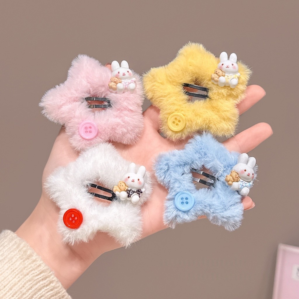 Kẹp Tóc Hình Thỏ Và Sao Màu Sắc Ngọt Ngào, Phụ Kiện Tóc Dễ Thương
