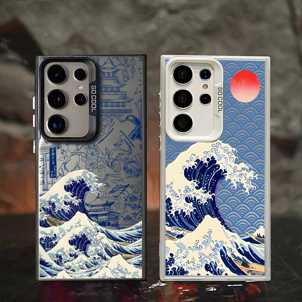 Ốp điện thoại cứng Great Wave of Kanagawa Micro Matte cho Samsung S26/S25/S24/S23/S20/S21/S22, FE, A56/A17S24+, chống sốc