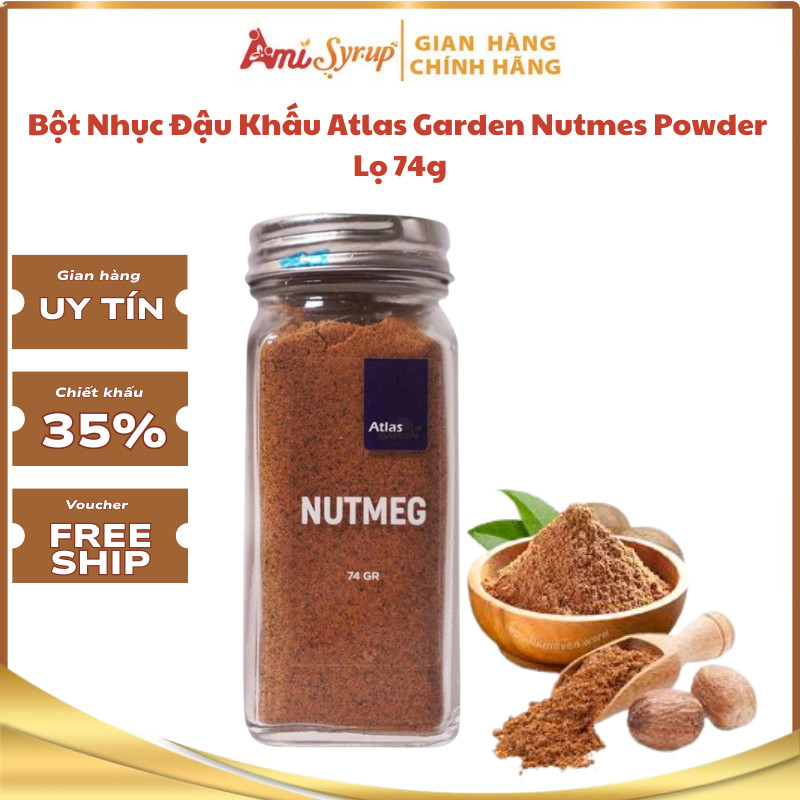Bột Nhục Đậu Khấu Atlas Garden Nutmes Powder Lọ 74g, Gia Vị Nấu Ăn Cao Cấp