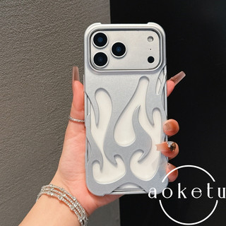 Thích hợp cho vỏ điện thoại iPhone 17 Promxa, ngọn lửa màu cam rỗng tản nhiệt mờ mờ Apple 16 niche 15pro sáng tạo 12 vỏ mềm chống rơi cao cấp 14