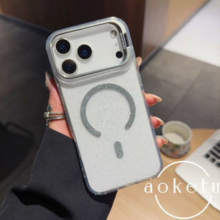 Ốp điện thoại từ tính giá đỡ ống kính lấp lánh sang trọng phù hợp cho iPhone 13 14 15 16 17 Pro max trong suốt tất cả các ốp lưng chống rơi