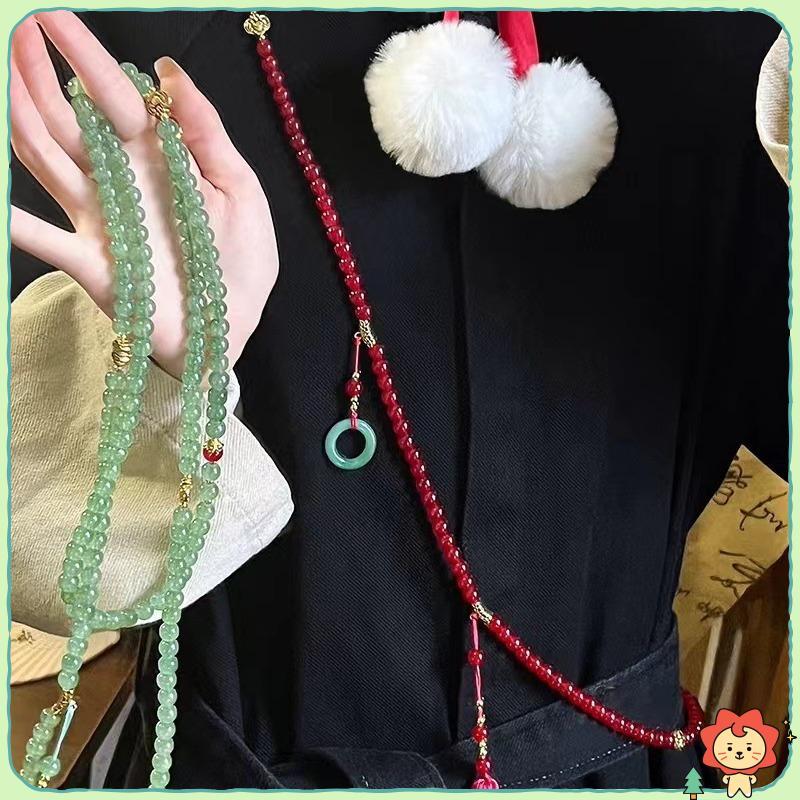 [Jielus] Vòng cổ cầu nguyện bằng đá tự nhiên dành cho nữ Phật giáo Thiền Vòng cổ pha lê màu xanh lá cây Long sel Chokers Quà tặng