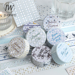 JIANWU Màu Gạch Bộ Sưu Tập Series Vintage Gird Phong Cảnh Chất Liệu Cắt Dán Thêu Sò Washi Băng Sáng Tạo Tạp Chí Văn Phòng Phẩm