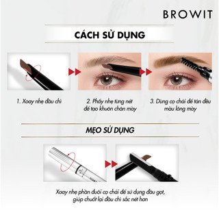 Chì Kẻ Mày 3in1 Browit Chef Eyebrow Pencil Giúp Định Hình Chân Mày Sắc Nát Và Tự Nhiên 0.15g