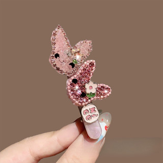 Phiên Bản Hàn Quốc Ngọt Ngào Dễ Thương Hồng Kim Cương Giả Thỏ Kẹp Tóc Trẻ Em Nữ Phong Cách Mới Cao Cấp Mỏ Vịt Kẹp Thời Trang Phù Hợp Với