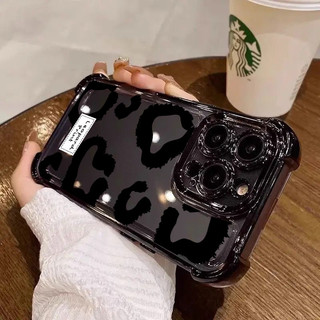 Ốp Điện Thoại Cho Xiaomi MI 15T 14T Pro 15 13 14 Pro POCO X7 X3 F5 M3 M4 Pro X5 F4 F7 M7 F8 Siêu Bao Túi Khí Mạ Thời Trang Da Báo Đen Mờ Trong Suốt Giáp Mềm