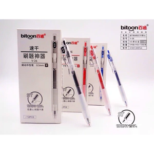 Bút gel bi bấm cao cấp ngòi 0.5mm BITOON V26 xanh, đen, đỏ
