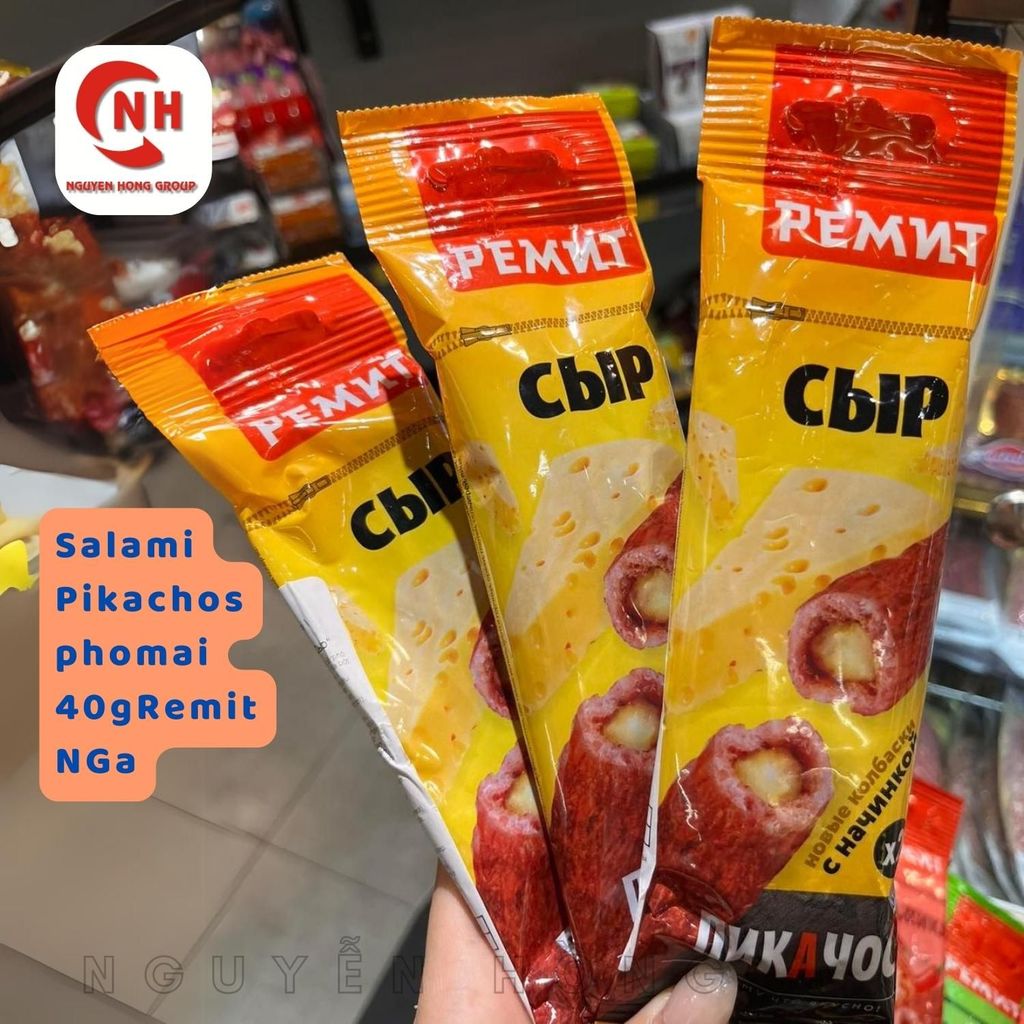 Salami xúc xích hun khói nhân phô mai 40g Remit Nga Food Thức Ăn