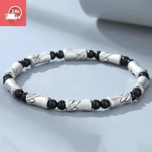Vòng tay nam phong cách Trung Quốc sọc đen trắng, quà tặng độc đáo