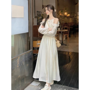 Váy tơ bèo vai dáng dài tiểu thư hottrend Linh Tây Clothing -VT003