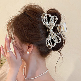 Kẹp tóc nơ ngọc trai thanh lịch Kẹp cá mập cho nữ