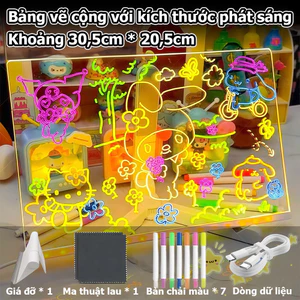 Bảng vẽ LED cho trẻ em, Bảng ghi chú LED kèm bút 7 màu, Bảng vẽ dạ quang cho bé gái và bé trai, có thể lau chùi