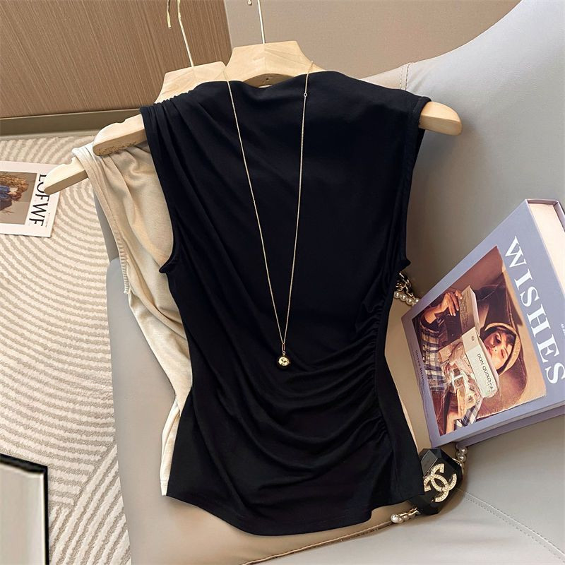 Milyfashion Áo Không Tay Xếp Ly, Thiết Kế Slim-Fit, Thời Trang Mùa Hè