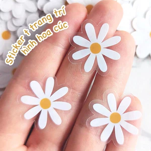 Sticker hoa cúc trắng TE84 [1 tờ 20 hình]decal dán trong suốt trang trí sổ tay điện thoại