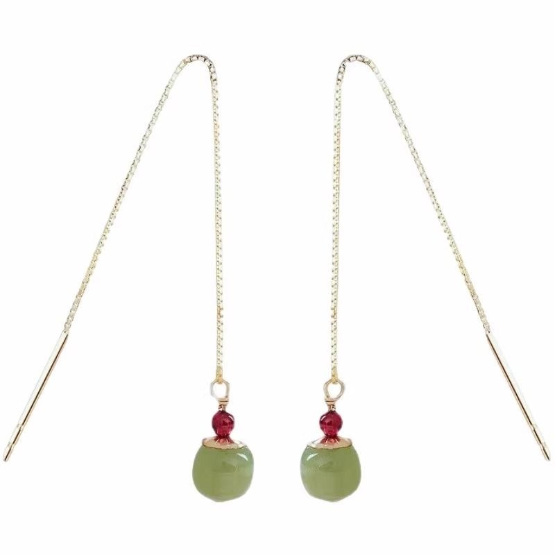 Bông tai dài Sapphire thiết kế đơn giản cổ điển