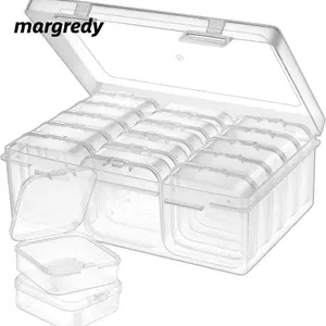 Hộp lưu trữ trong suốt MARGREDY, Hộp đựng hạt 12 / 15 / 16Grids DIY, Hộp đóng gói hạt nhựa đa chức năng Phụ kiện lưu trữ trang sức