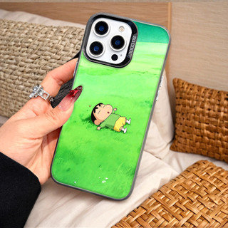 Ốp Lưng Iphone Phim hoạt hình thời trang Cho Iphone 7 xs xr 11 12 13 14 15 16 Pro Max Plus Crayon Shin-chan relax grass