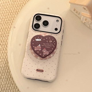 [Sheren] Ốp điện thoại hình chó con chấm bi màu nâu đơn giản Thích hợp cho i17 16 15 14 13 12 11 pro max Vỏ bảo vệ chống sốc