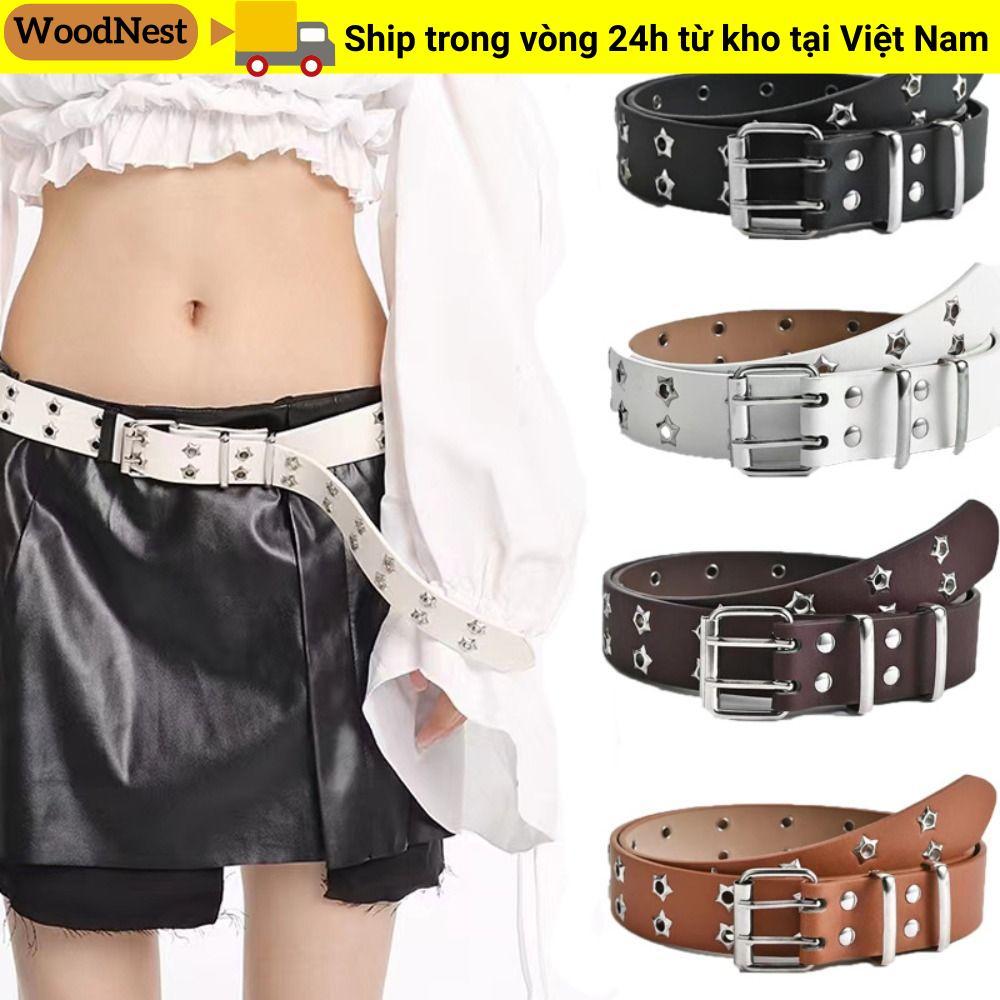 Thắt lưng da WoodyNest hình ngôi sao, style Goth/Punk Rock
