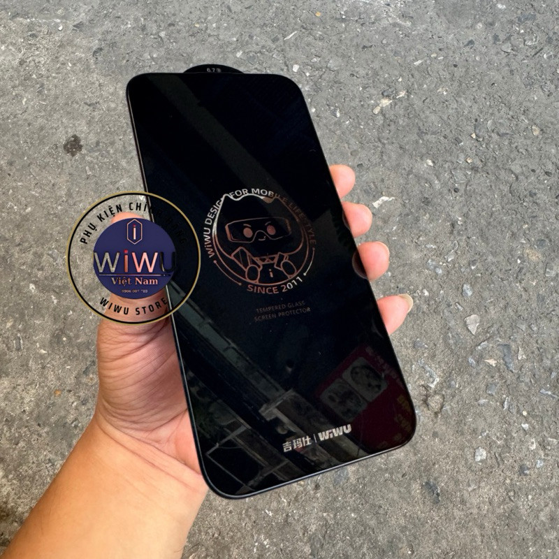 Kính Cường Lực WiWu Trong Suốt Viền Đen Cho iPhone 13 Đến 17 Pro Max - Độ Cứng 9H, Có Màng Loa Kháng Bụi, Hộp 1 & Hộp 10