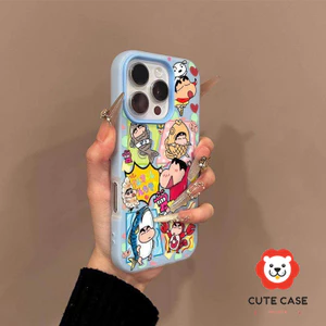 Ốp lưng Iphone Crayon Hình họa anime chống rơi với cảm giác da đa dạng cho iPhone 16 15 11 12 13 14 pro max 7 plus xr xs
