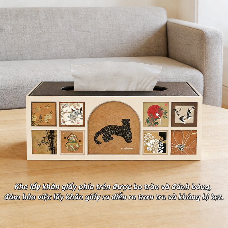 Hộp khăn giấy da cao cấp cổ điển – sang trọng, chống nước, đa năng decor phòng khách bàn cà phê