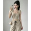 Set Áo Quần Kiểu Áo Corset Nhún Ngực Quần Lưng Thun Cột Dây Màu Be