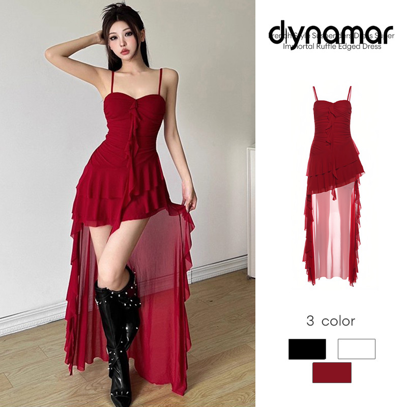 【dynamar】Đầm yếm kiểu Pháp, đầm viền bèo nhún siêu bất hủ, đầm dáng không đều.