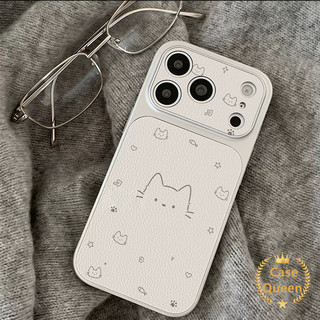 Vỏ Mèo Hoạt Hình Dễ Thương Đơn Giản Tương Thích Cho IPhone Air 14 16 13 15 17 11 12 Pro Max XR 16 14 15 Plus 17 16 14 12 13 Pro Vỏ Họa Tiết Da Sáng Tạo Sang Trọng
