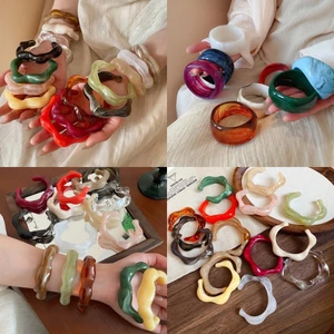 Vòng tay acrylic vỏ rùa nhiều màu, phong cách Instagram, trang sức hàng ngày