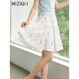 【MIZIQI】Váy ngắn in hoa cho nữ, váy chữ A phong cách ngày lễ