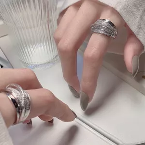 Nhẫn công nghiệp zircon thiết kế kim cương sang trọng, điều chỉnh size phù hợp
