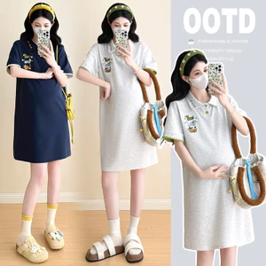 Váy bà bầu mùa hè Áo Cardigan thời trang có ve áo