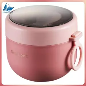 Cốc Canh Chân Không Inox - Hộp Cơm Trưa Di Động Có Thìa, Lò Vi Sóng An Toàn, Thiết Kế Dễ Thương