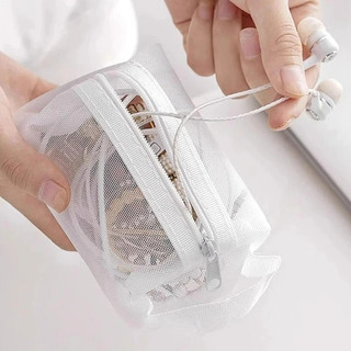 Túi lưu trữ lưới vuông di động Dây kéo Mini Ví đựng  Túi dung tích lớn Túi đựng mỹ phẩm trong suốt