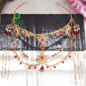 Handmade Ngọt Ngào Cưới Pha Lê Cô Dâu Đầu Dây Chuyền Trang Sức Tóc Cho Nữ Kim Cương Giả Phụ Kiện Đầu Trước [Mới]