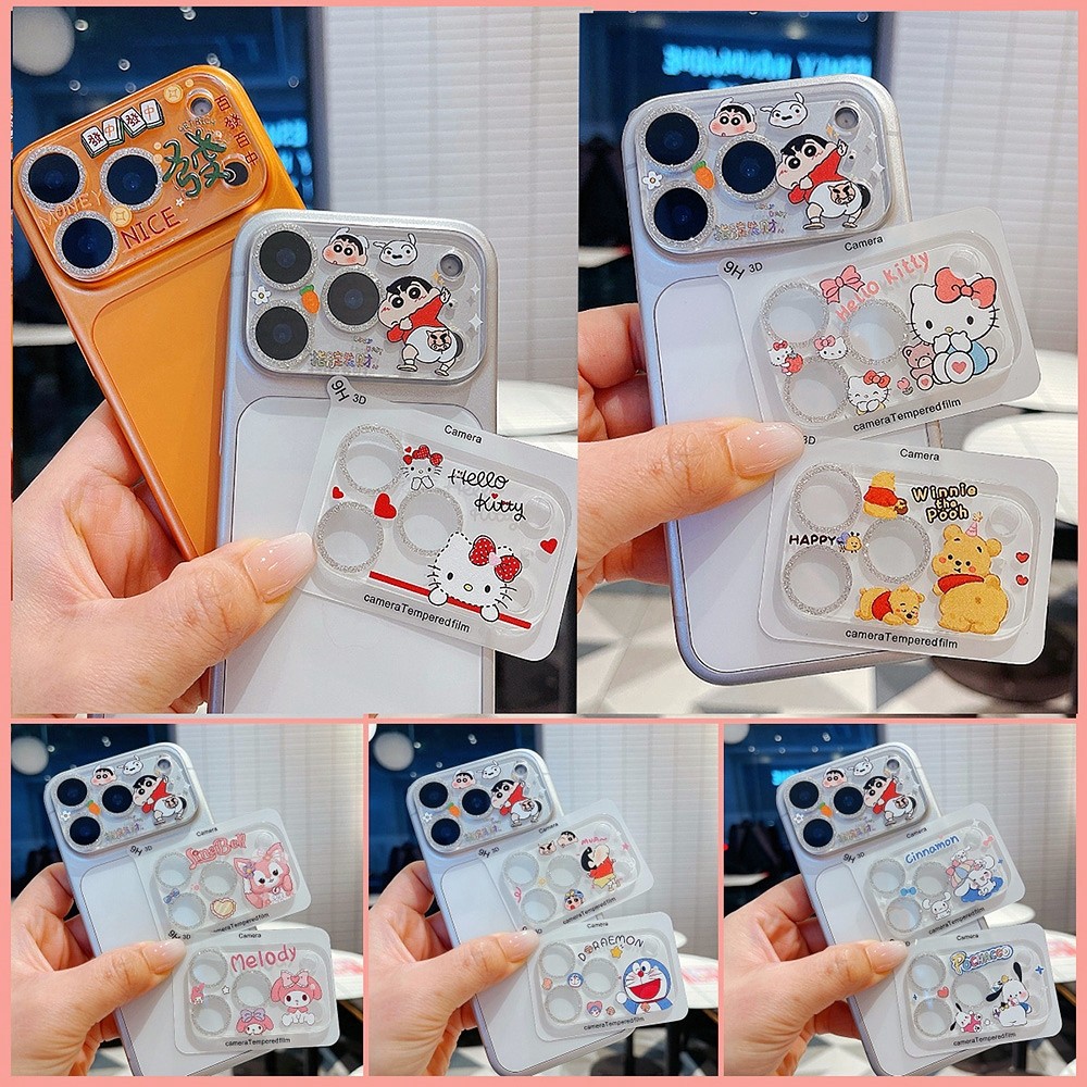 Long lanh Cat Pooh Crayon Điện thoại Ống kính máy ảnh Bảo vệ cho iPhone 17 Pro Max 17 Pro Camera Kính trong suốt