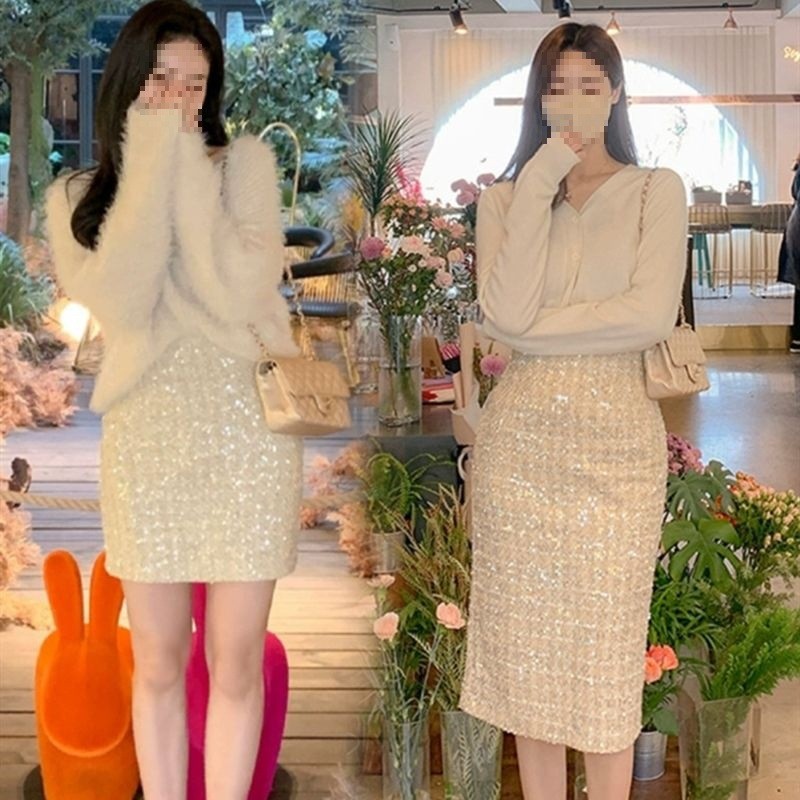 Váy đính kim sa tweed thu đông, phù hợp cho các buổi tiệc và thời trang hàng ngày