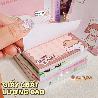 Giấy Note Capybara Xinh Xắn – Giấy Ghi Chú Mini 100 Tờ Dán Được, Mẫu Cute Hot Trend Tiện Lợi Mang Đi Học