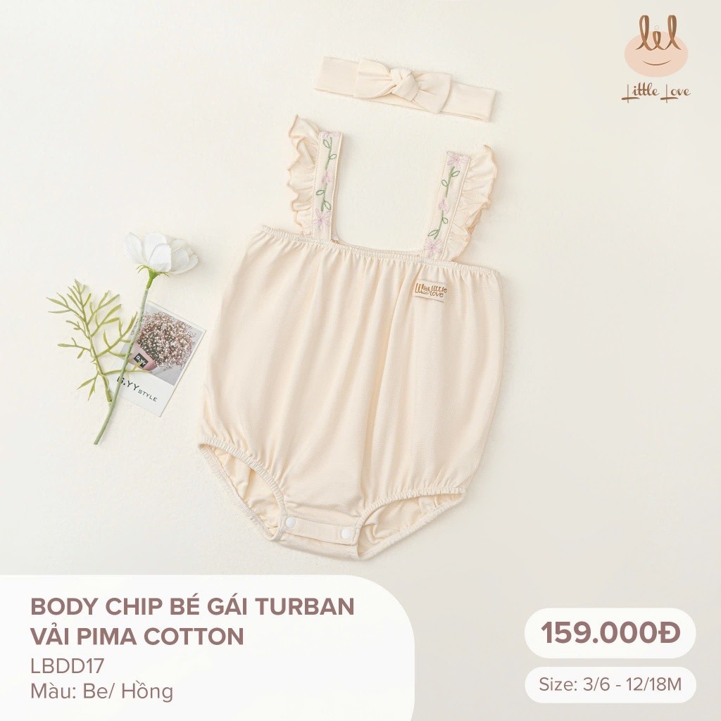 Bộ Body Chip Bé Gái Tuban Vải Pima Dành Cho Bé LBDD17