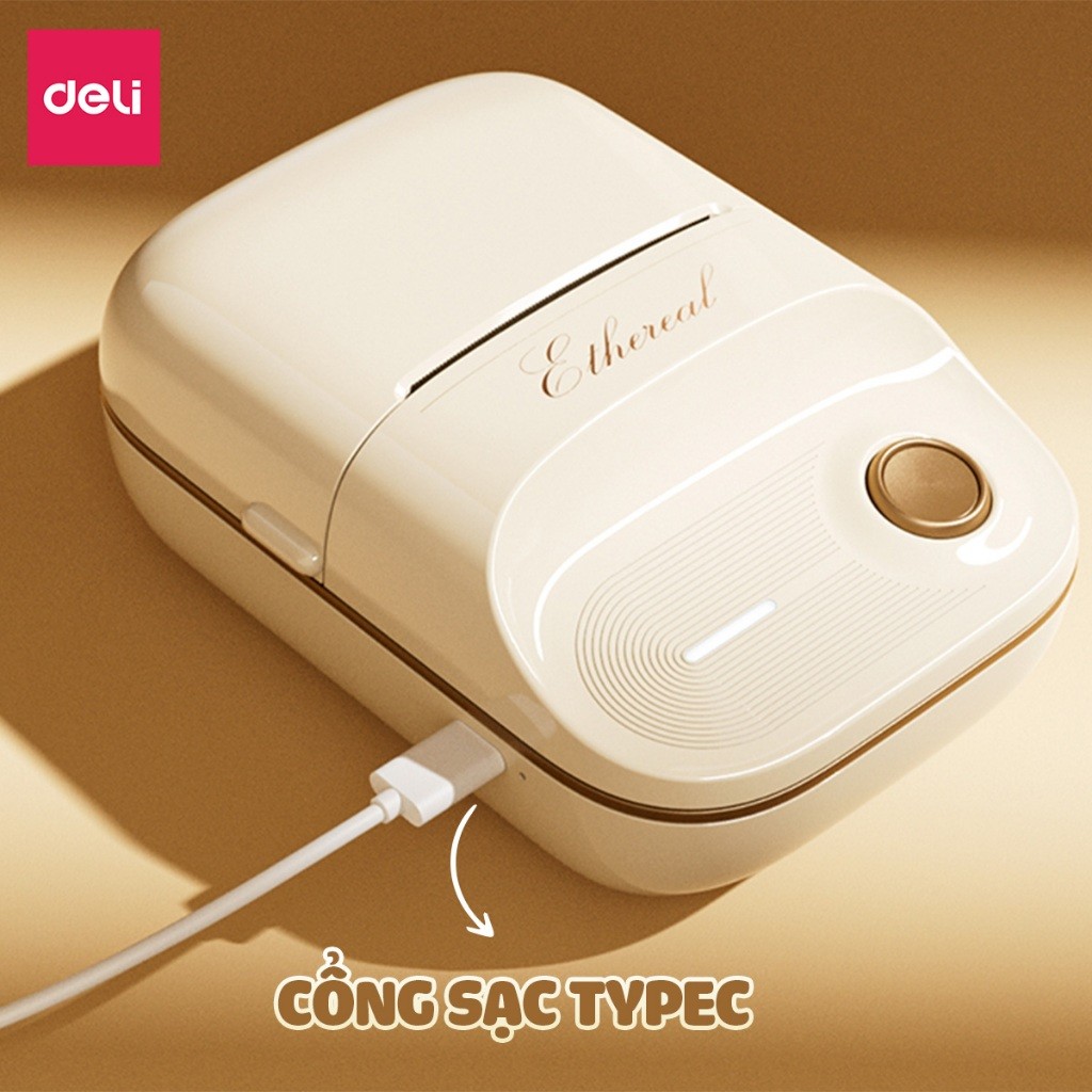 Máy In Nhãn Mini DELI ES441 Máy In Nhiệt Cầm Tay, Kết Nối Bluetooth, Tem Nhãn QRCode, Mã Vạch, Sticker