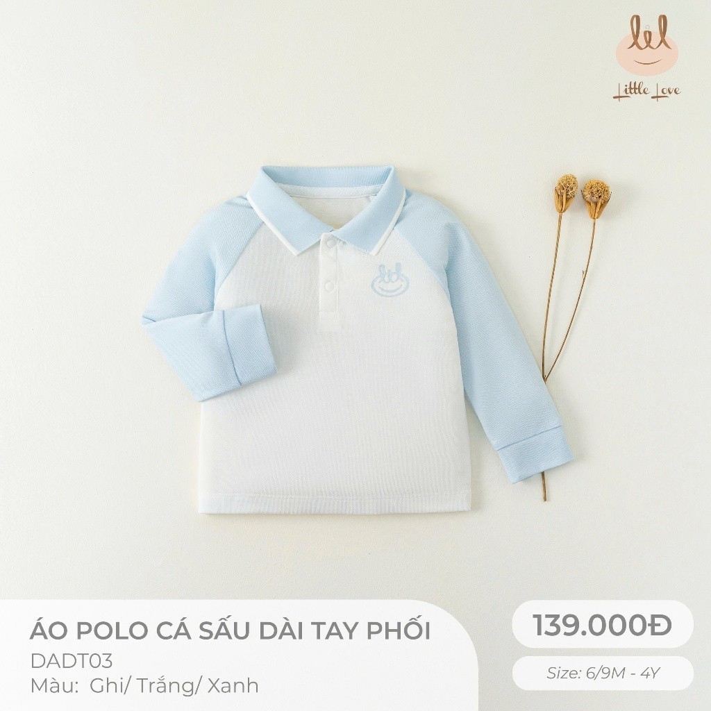 Áo Polo cá sấu dài tay phối dành cho bé Lil Little Love (DADT03)