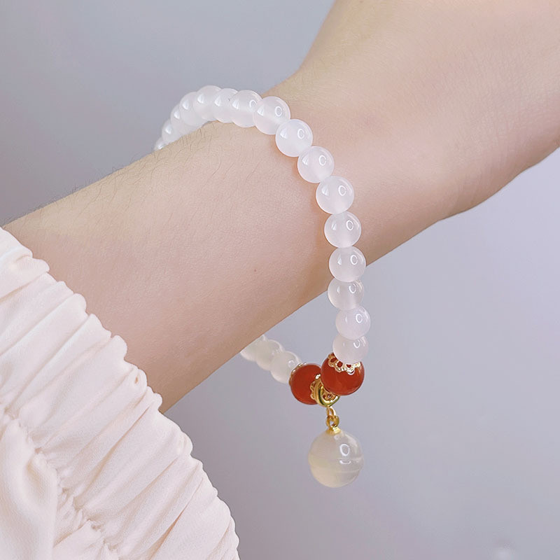 Vòng tay mã não thạch vải lanh đơn giản mới