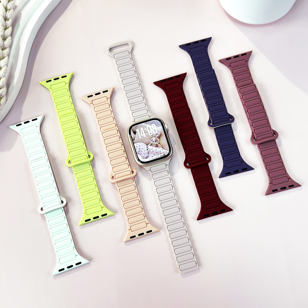 Vòng đeo tay dây đeo silicon từ tính tương thích cho Apple Watch Series11 / 10 46mm 42mm Ultra3 / 2 / 1 49mm 45 44 40 41mm 9 8 7 6 SE3 5 4