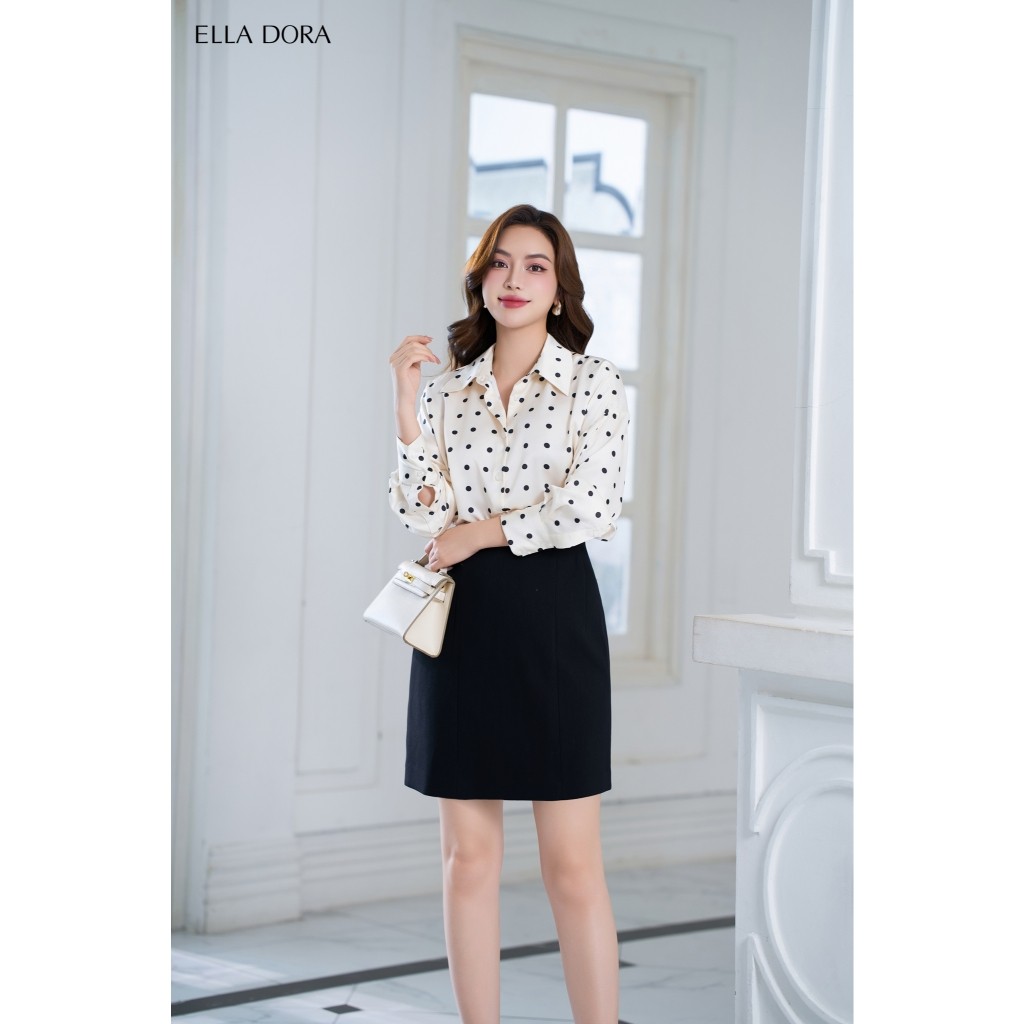 Áo sơ mi nữ ELLA DORA thiết kế họa tiết chấm bi dáng chuẩn thanh lịch phong cách công sở [SM108]