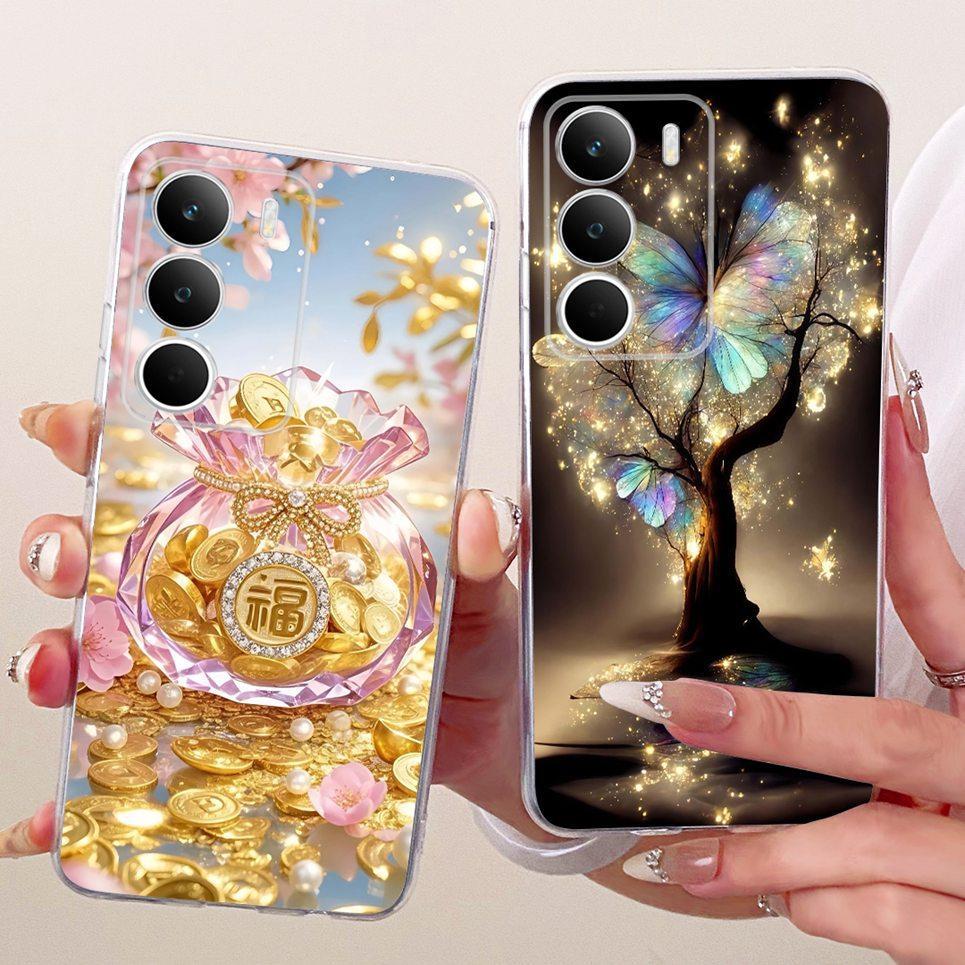 6.67 "Vỏ Silicon Mềm Trong Suốt Cho Realme C71 Global RMX5303 Vỏ Điện Thoại Hoạt Hình Mèo Rồng Hoa Bướm Họa Tiết